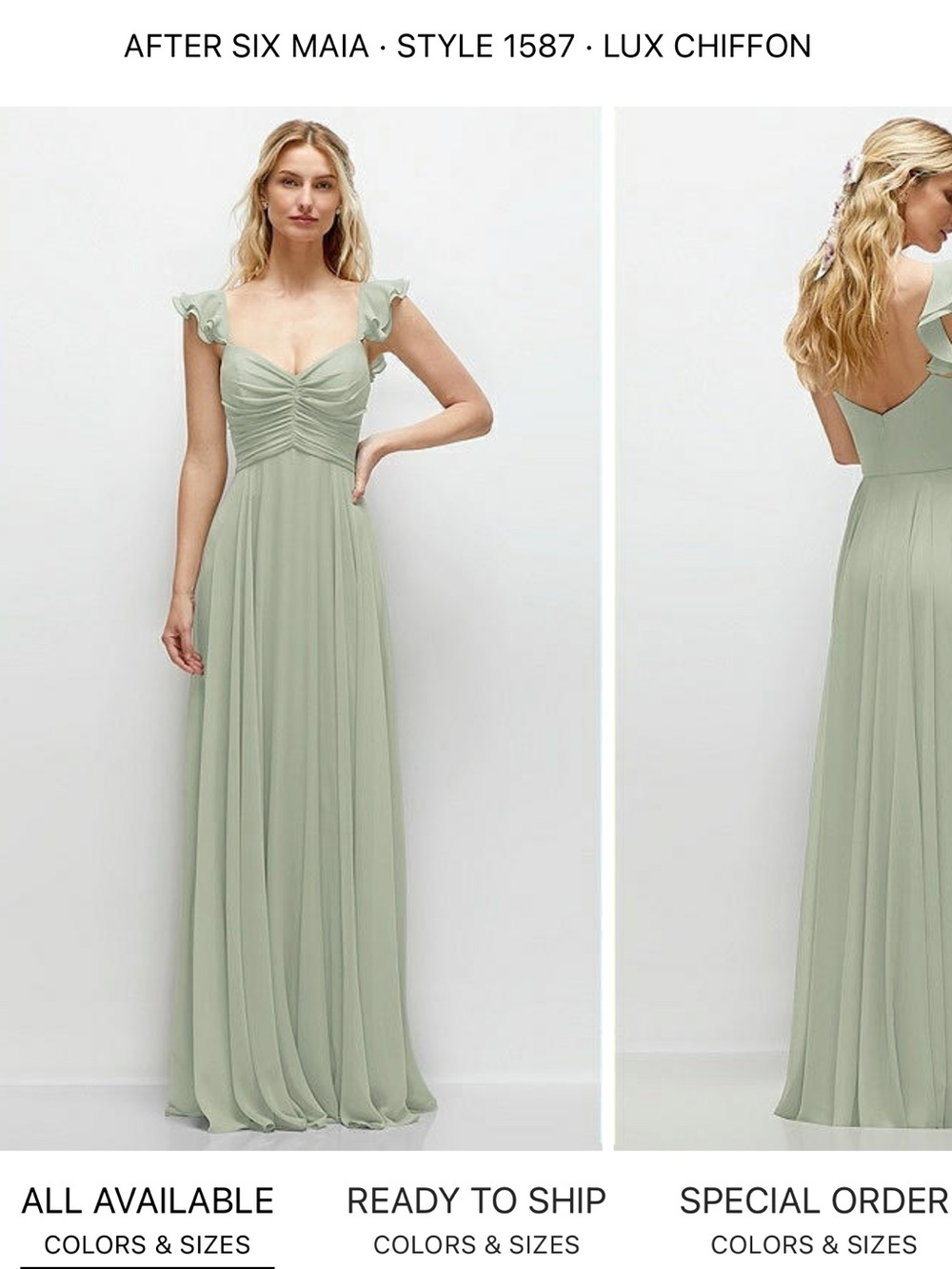 Dessy Group Celadon (Light Green) Ruffle Dress
